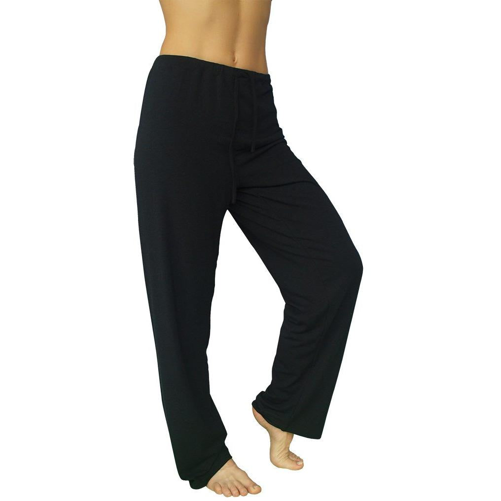  QUALFORT Women's Bamboo Pants Bamboo Wide Leg Pants Stretchy  Casual Bottoms Soft Pajama Pants Black Small : Clothing, Shoes & Jewelry